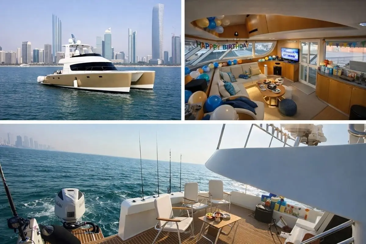 Private boat with captain and crew for a fishing trip, Abu Dhabi