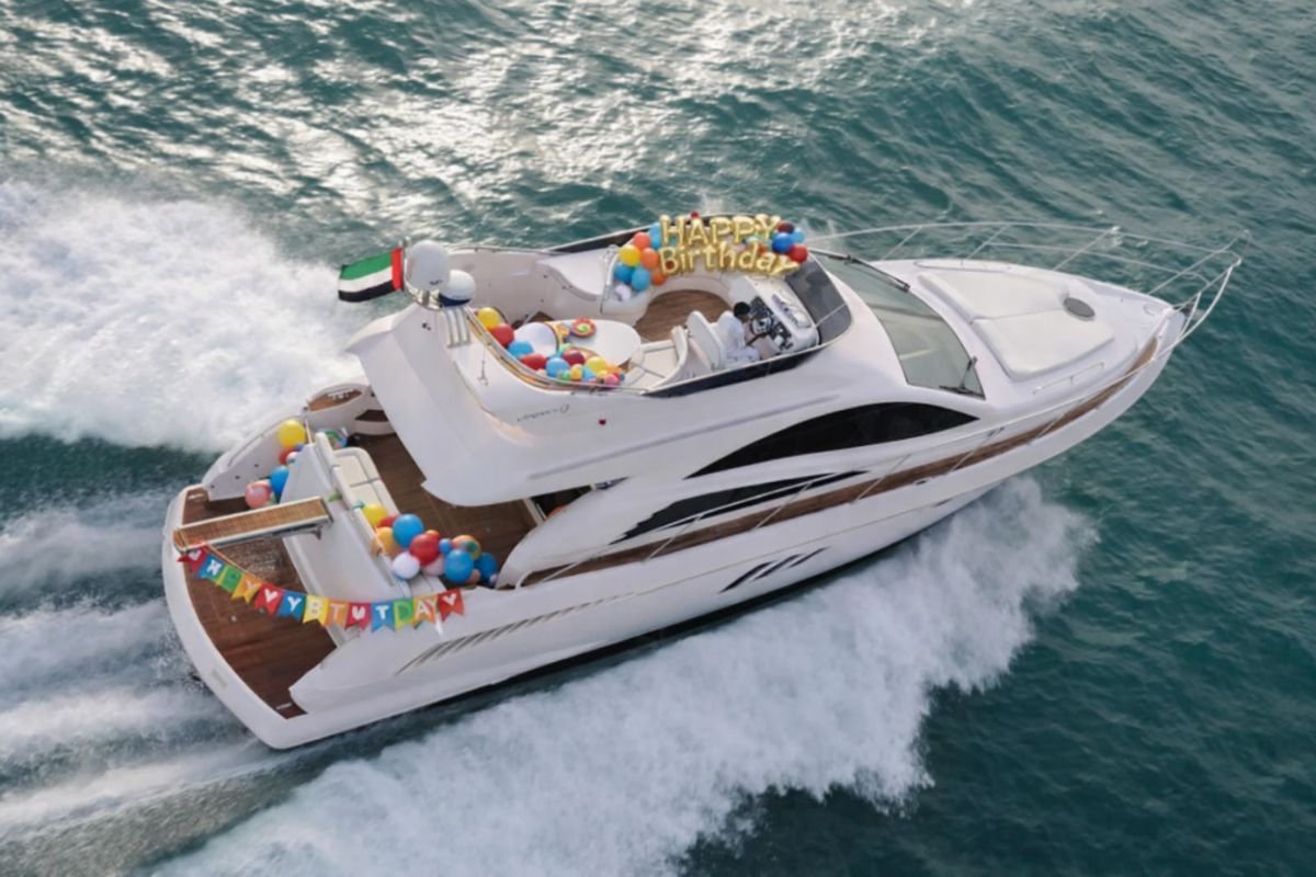 Luxury yacht interior wedding setup in Abu Dhabi