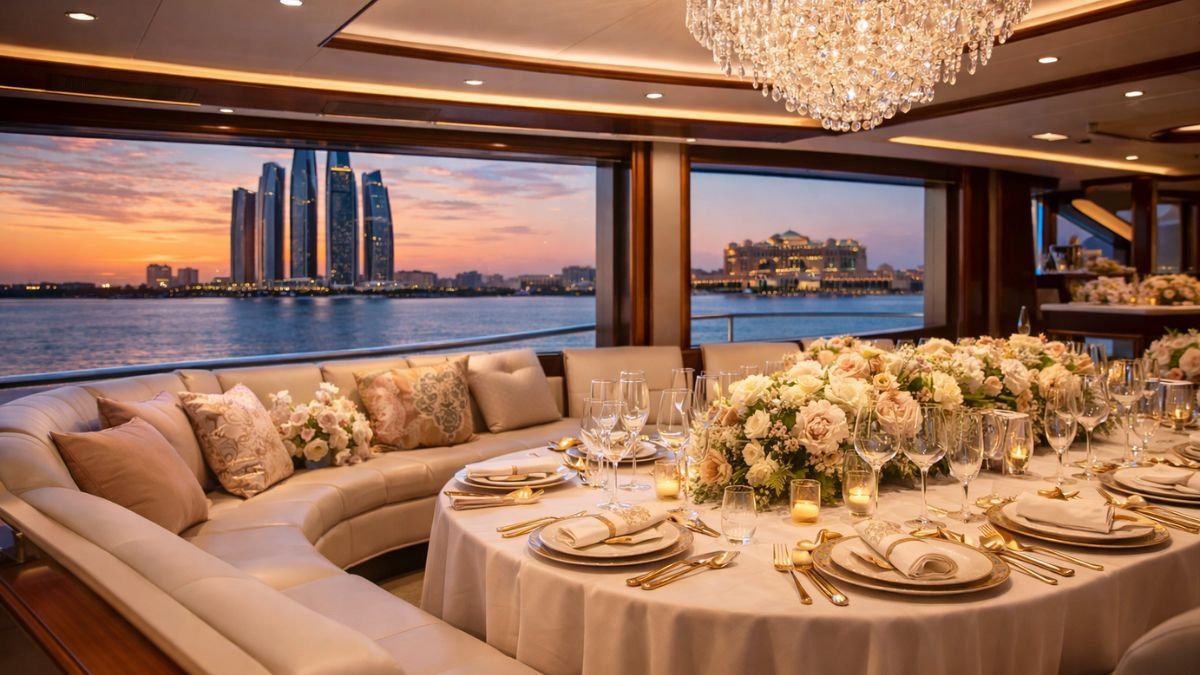 luxury yacht wedding amenities Abu Dhabi